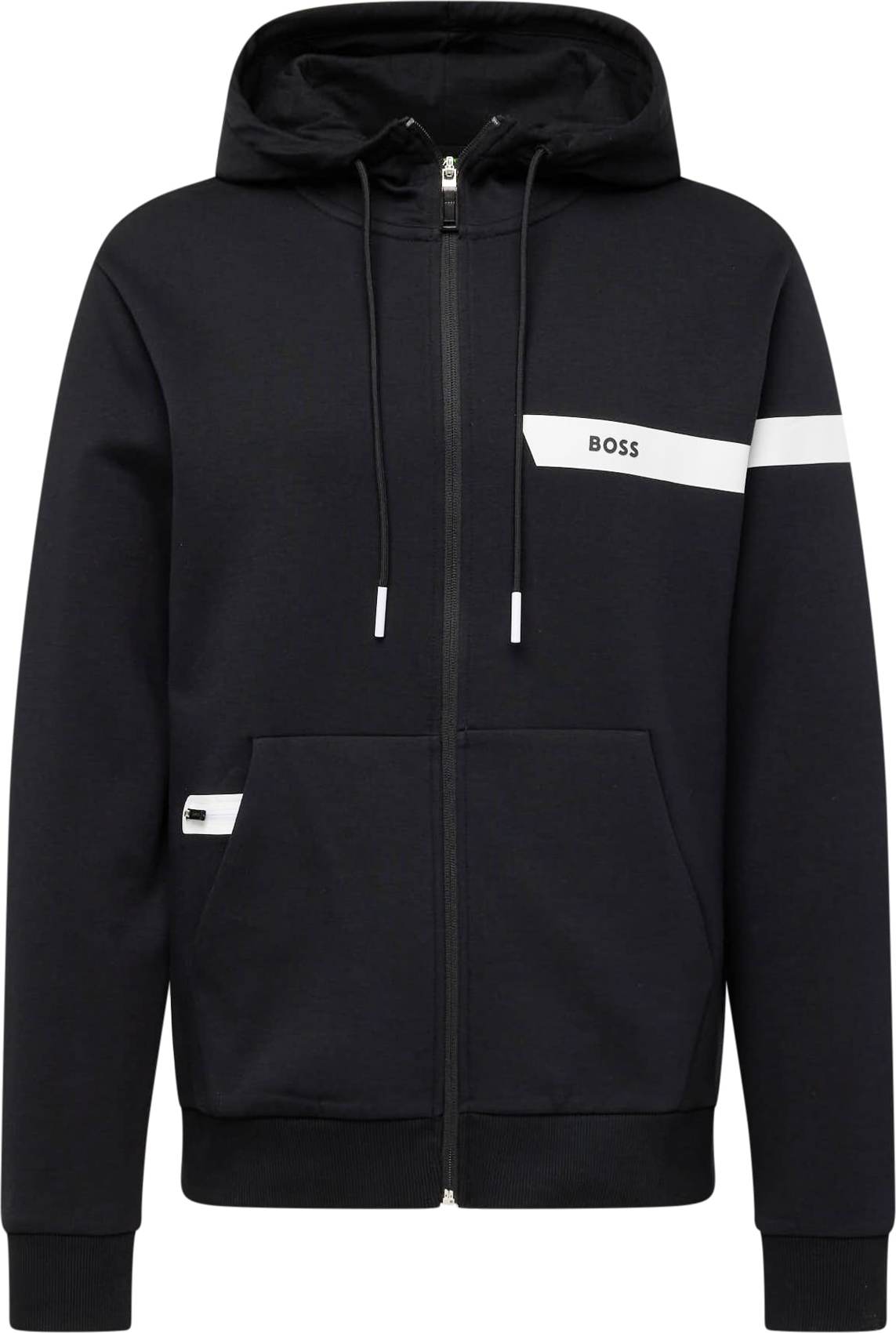 Mikina 'Saggy 1' BOSS Green černá / bílá