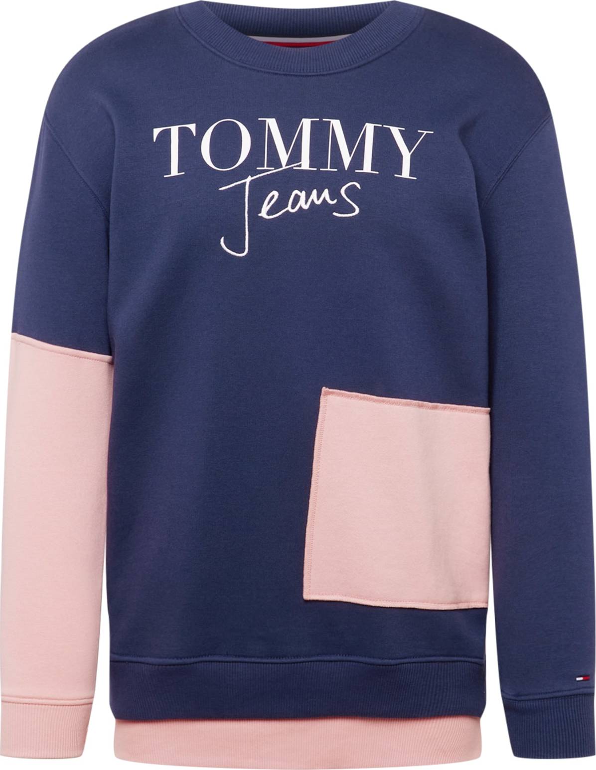 Mikina Tommy Jeans marine modrá / růžová / bílá