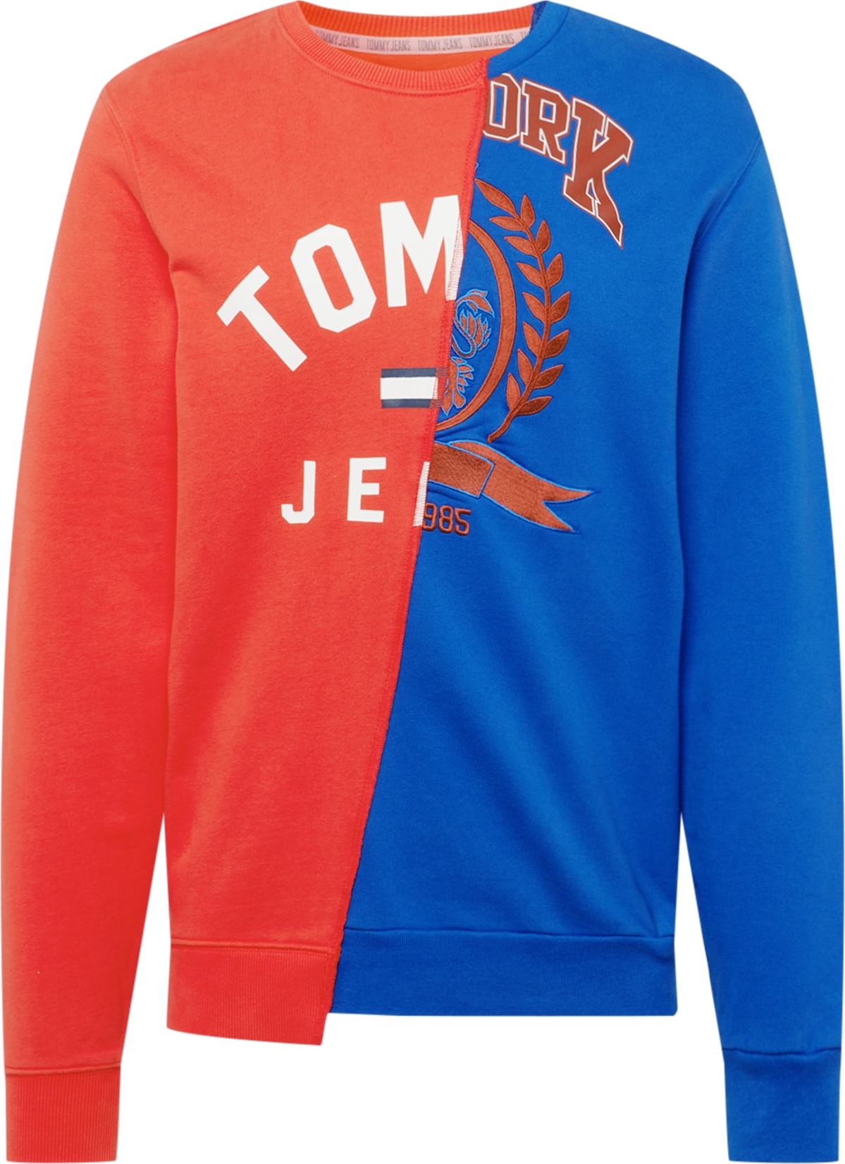 Mikina Tommy Jeans modrá / námořnická modř / červená / bílá