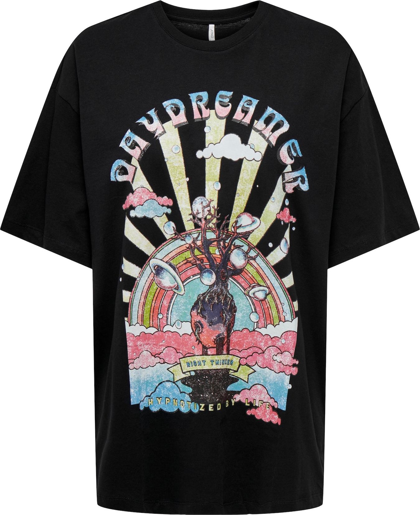 Oversized tričko 'LIV' Only tyrkysová / rákos / černá / bílá