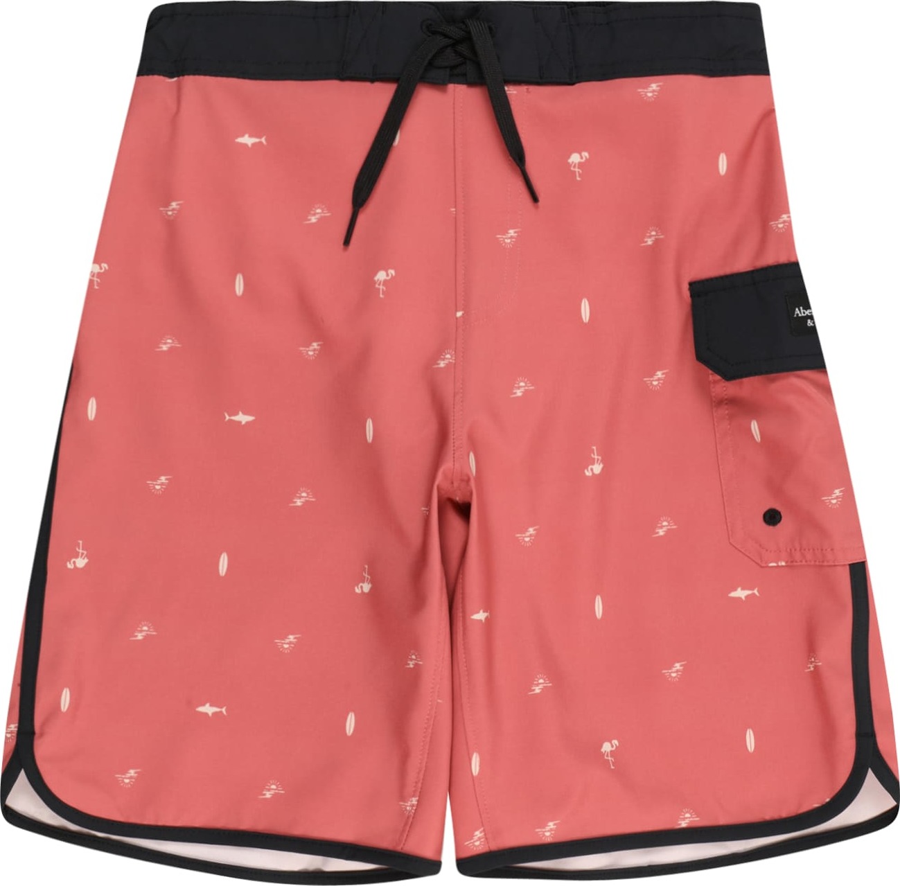 Plavecké šortky Abercrombie & Fitch korálová / černá / bílá
