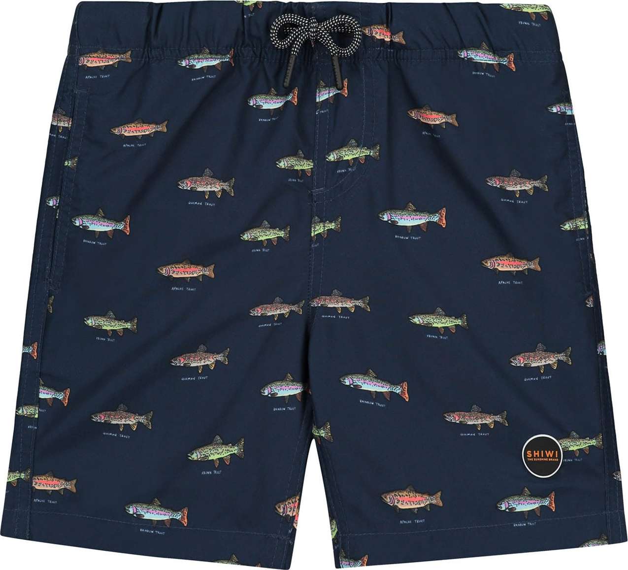 Plavecké šortky 'Go Fish' Shiwi světlemodrá / tmavě modrá / světle zelená / oranžová / bílá