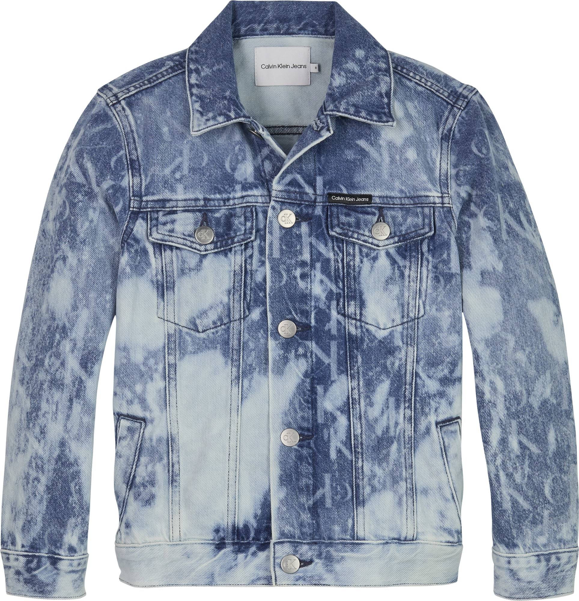Přechodná bunda Calvin Klein modrá / bílá