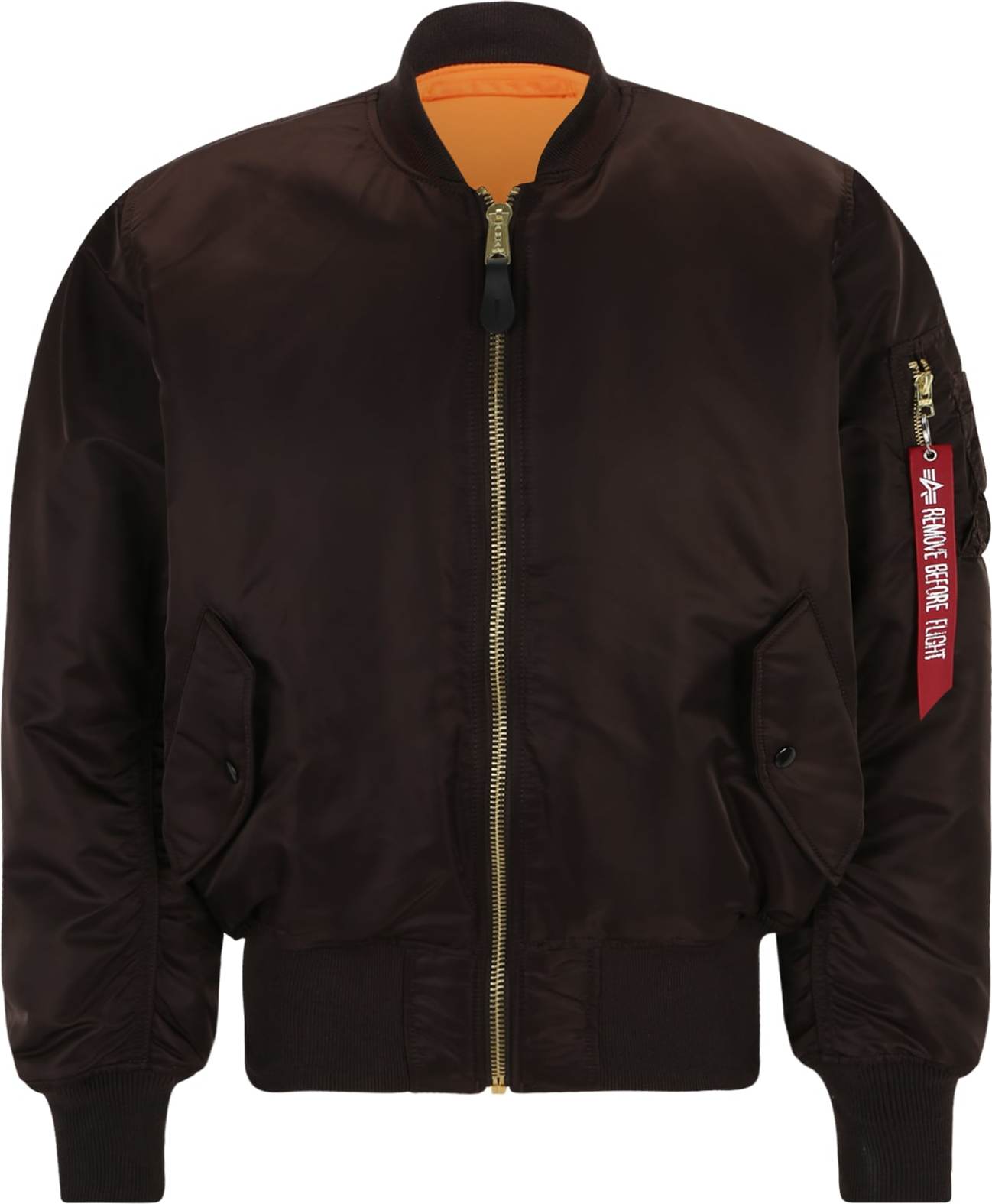 Přechodná bunda 'MA-1' alpha industries tmavě hnědá / oranžová