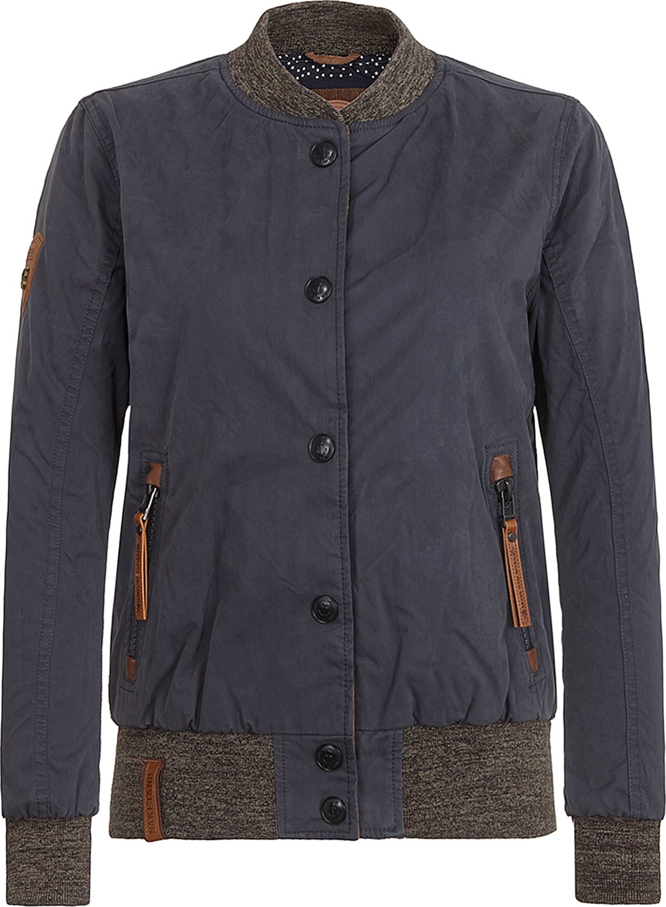 Přechodná bunda naketano tmavě modrá / hnědá / šedý melír