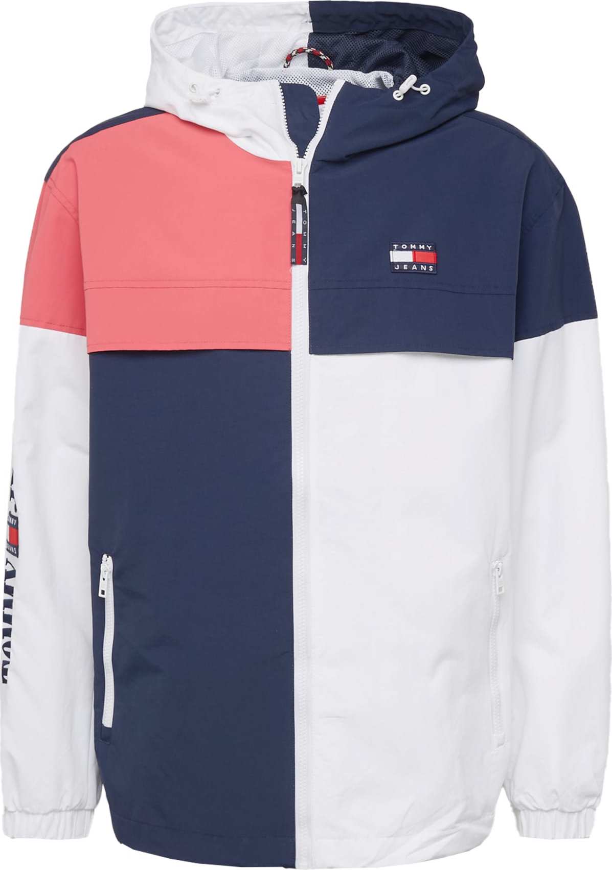 Přechodná bunda Tommy Jeans tmavě modrá / melounová / offwhite