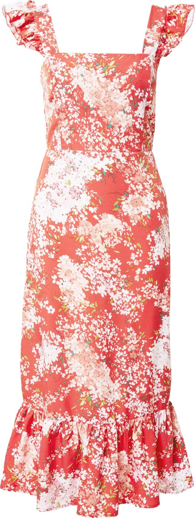 Šaty AX Paris zelená / starorůžová / oranžově červená / bílá