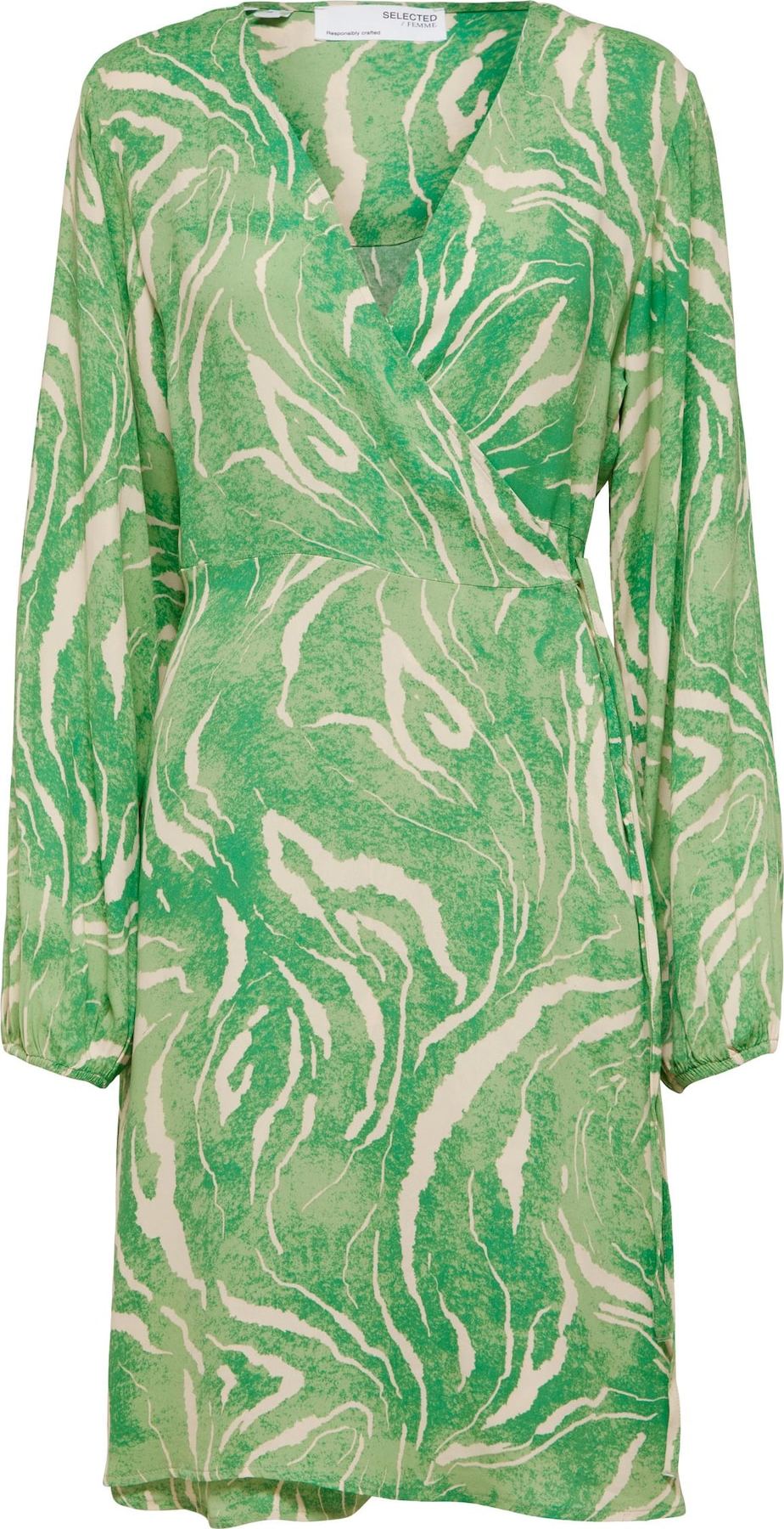Šaty 'Fiola' Selected Femme krémová / smaragdová / pastelově zelená