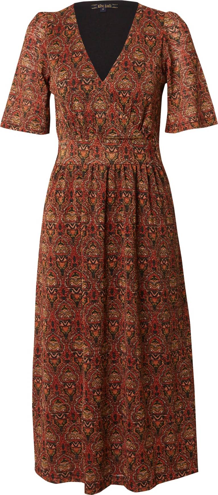 Šaty 'Giorgia' king louie hnědá / zelená / červená