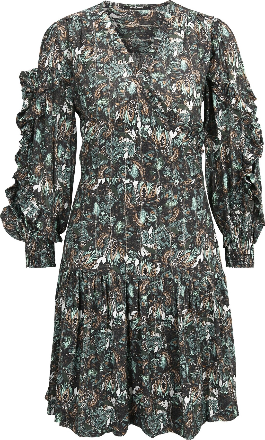 Šaty 'Hassel Naima' Bruuns Bazaar velbloudí / mátová / tmavě zelená / bílá