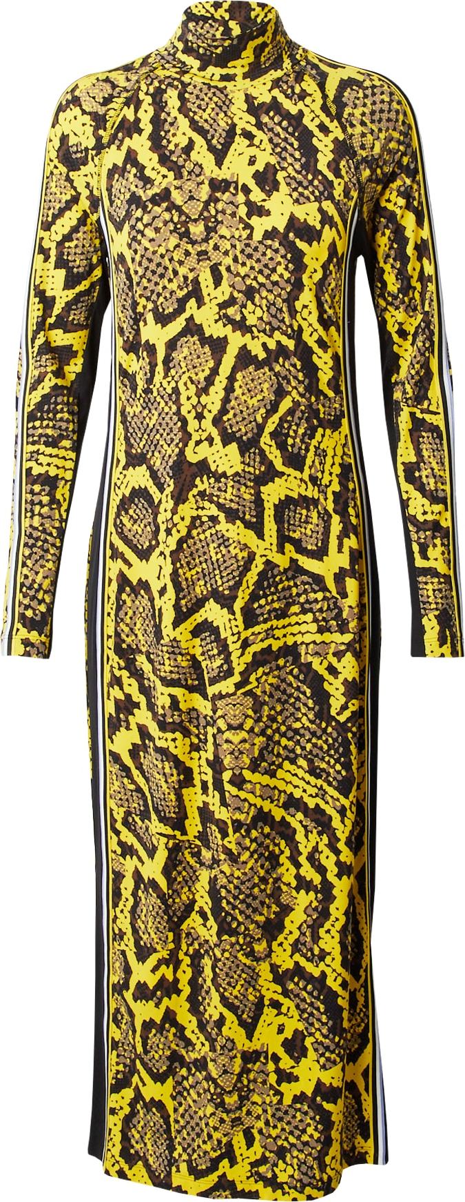 Šaty Marc Cain tmavě hnědá / žlutá / černá / bílá