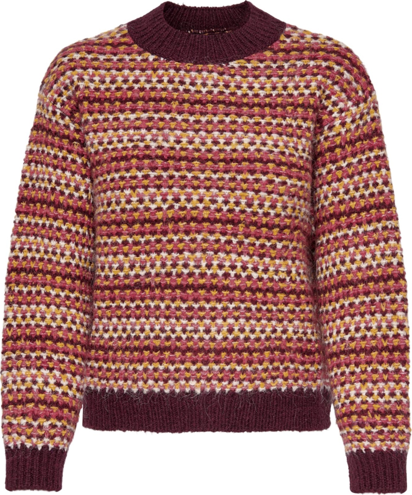 Svetr 'Belinda' JDY pink / vínově červená / bílá