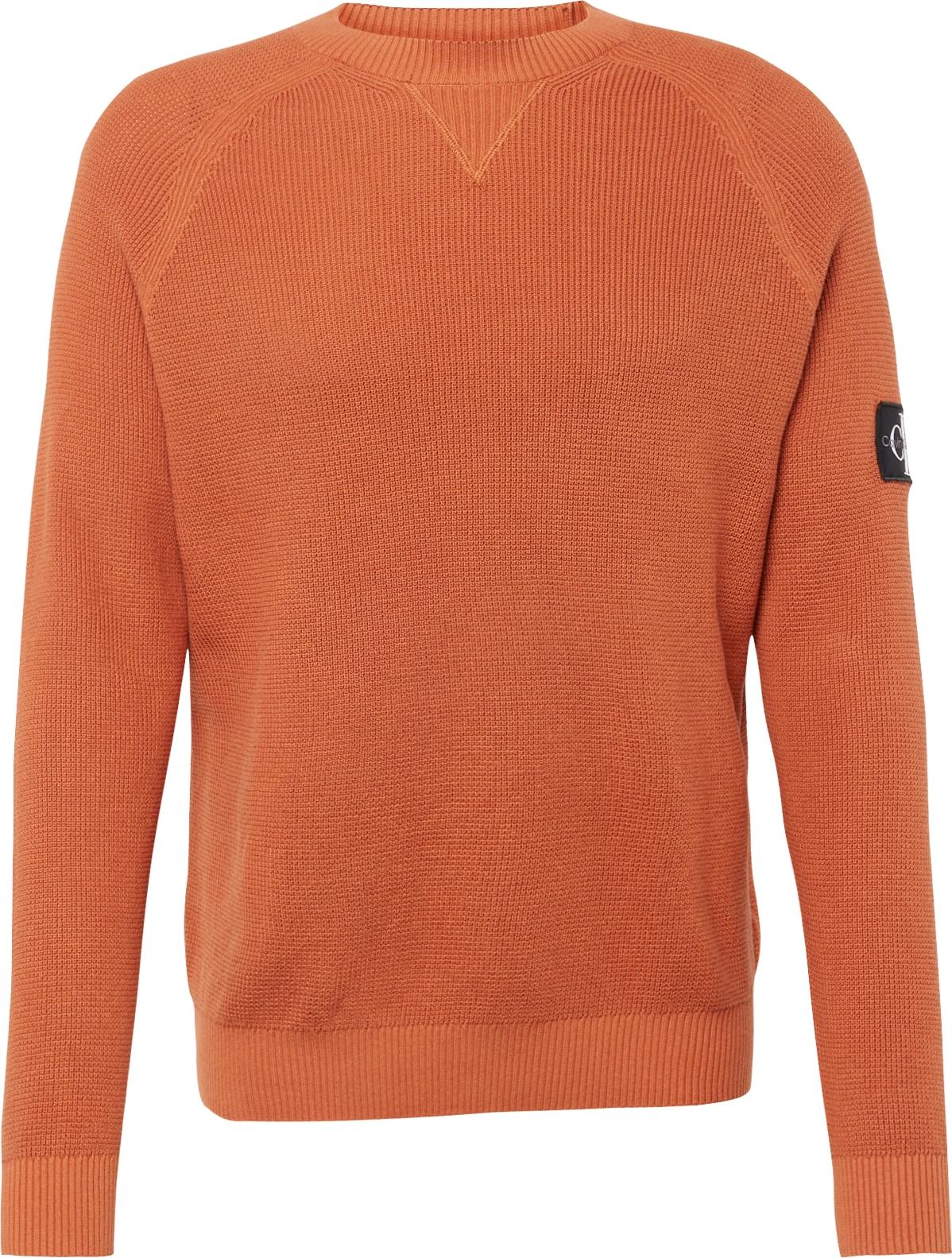 Svetr Calvin Klein Jeans okrová / tmavě oranžová / černá / bílá