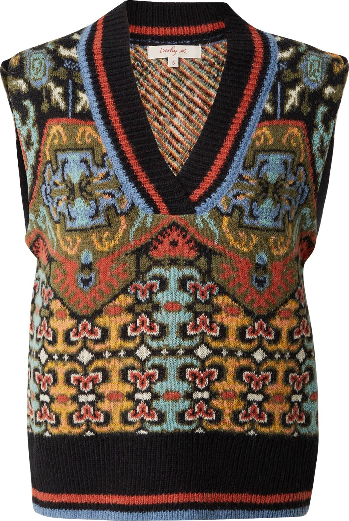 Svetr 'JUSTINE' Derhy světlemodrá / khaki / melounová / černá