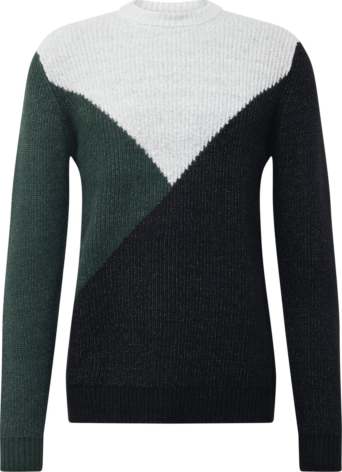 Svetr lindbergh šedý melír / tmavě zelená / černá