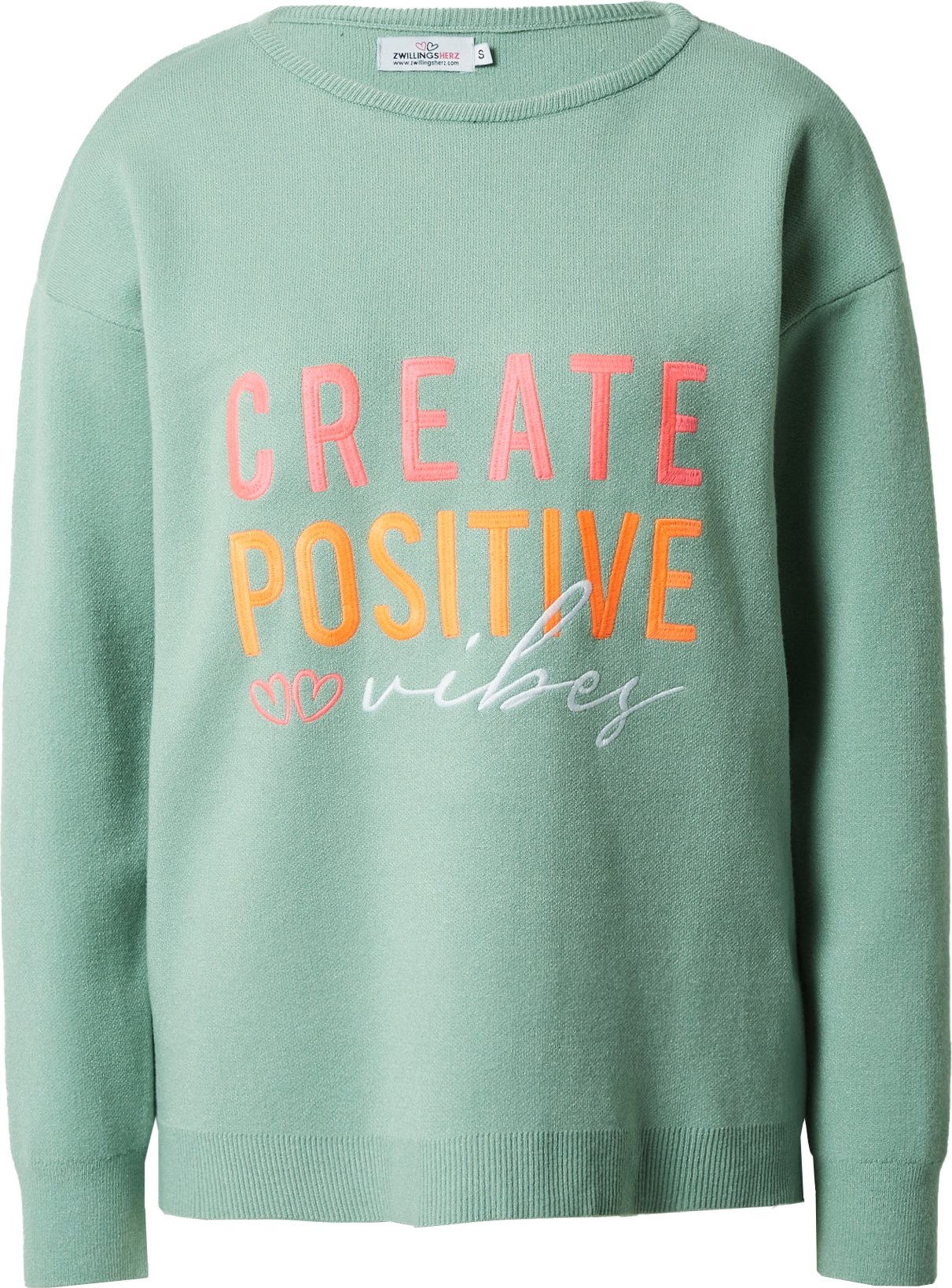 Svetr 'Stina' zwillingsherz nefritová / oranžová / fuchsiová / bílá