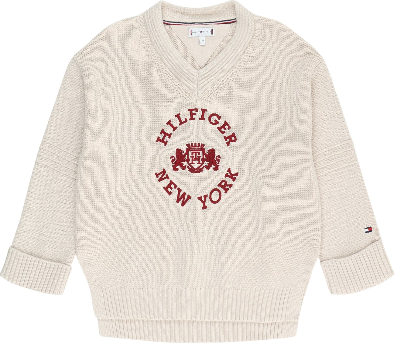 Svetr Tommy Hilfiger béžová / tmavě modrá / tmavě červená / bílá