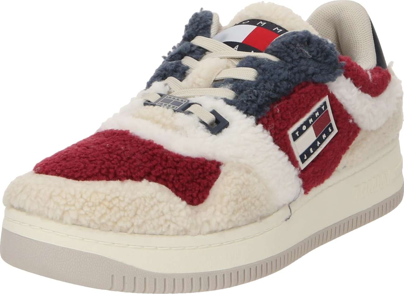 Tenisky Tommy Jeans čedičová šedá / režná / karmínově červené