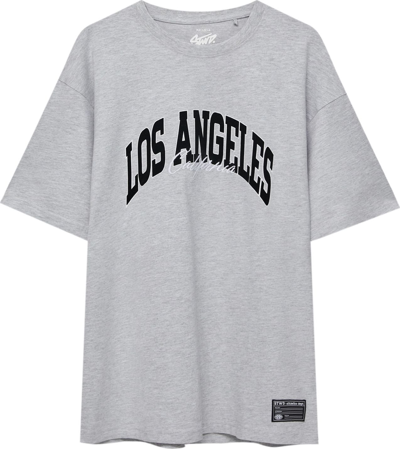 Tričko Pull&Bear šedý melír / černá / bílá