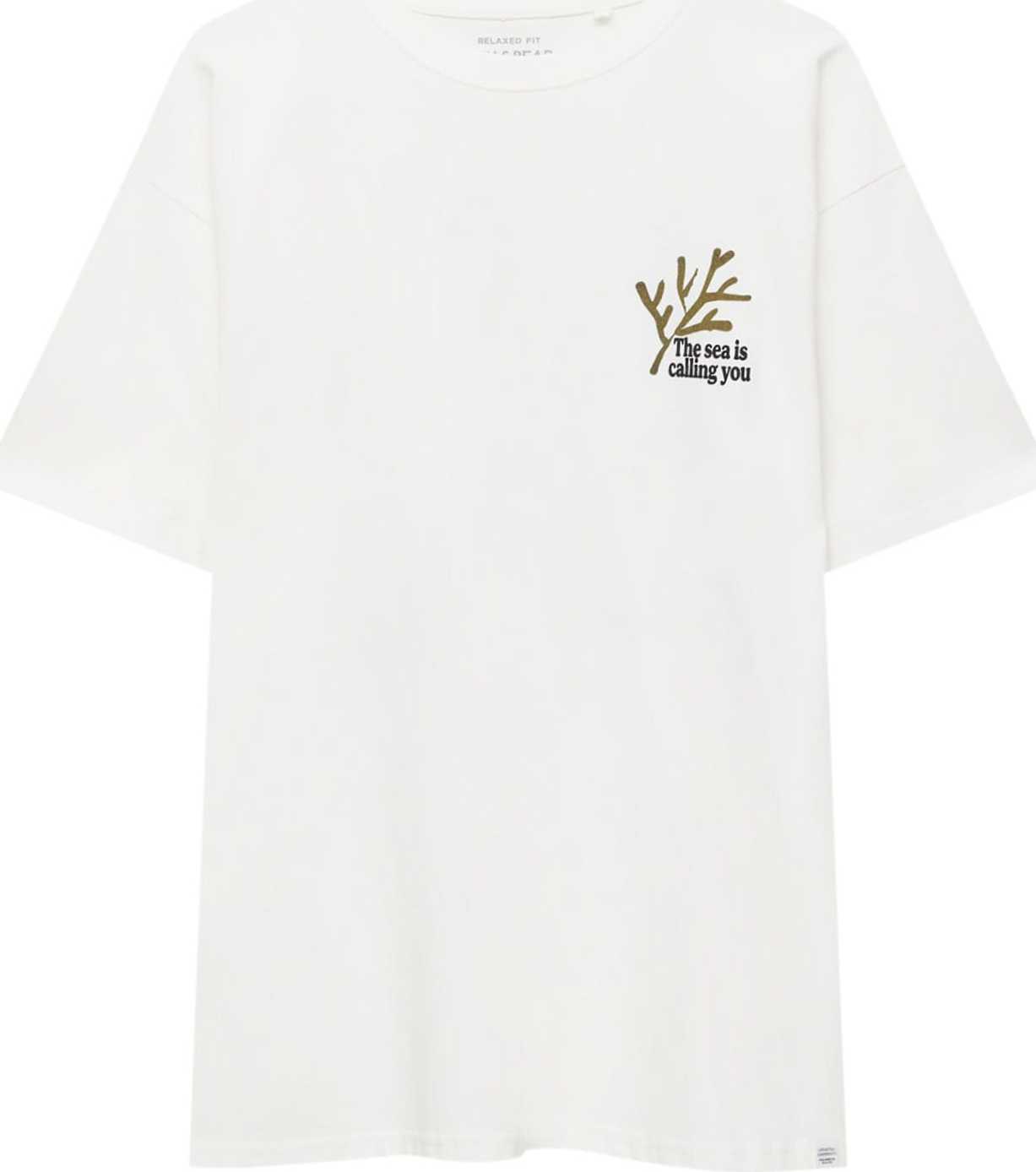 Tričko Pull&Bear zelená / černá / bílá