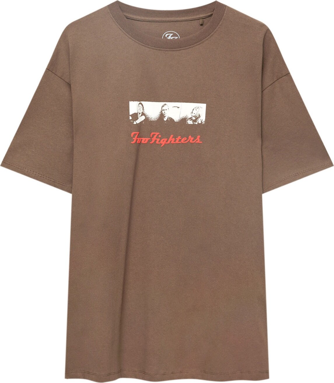 Tričko Pull&Bear hnědá / jasně červená / bílá