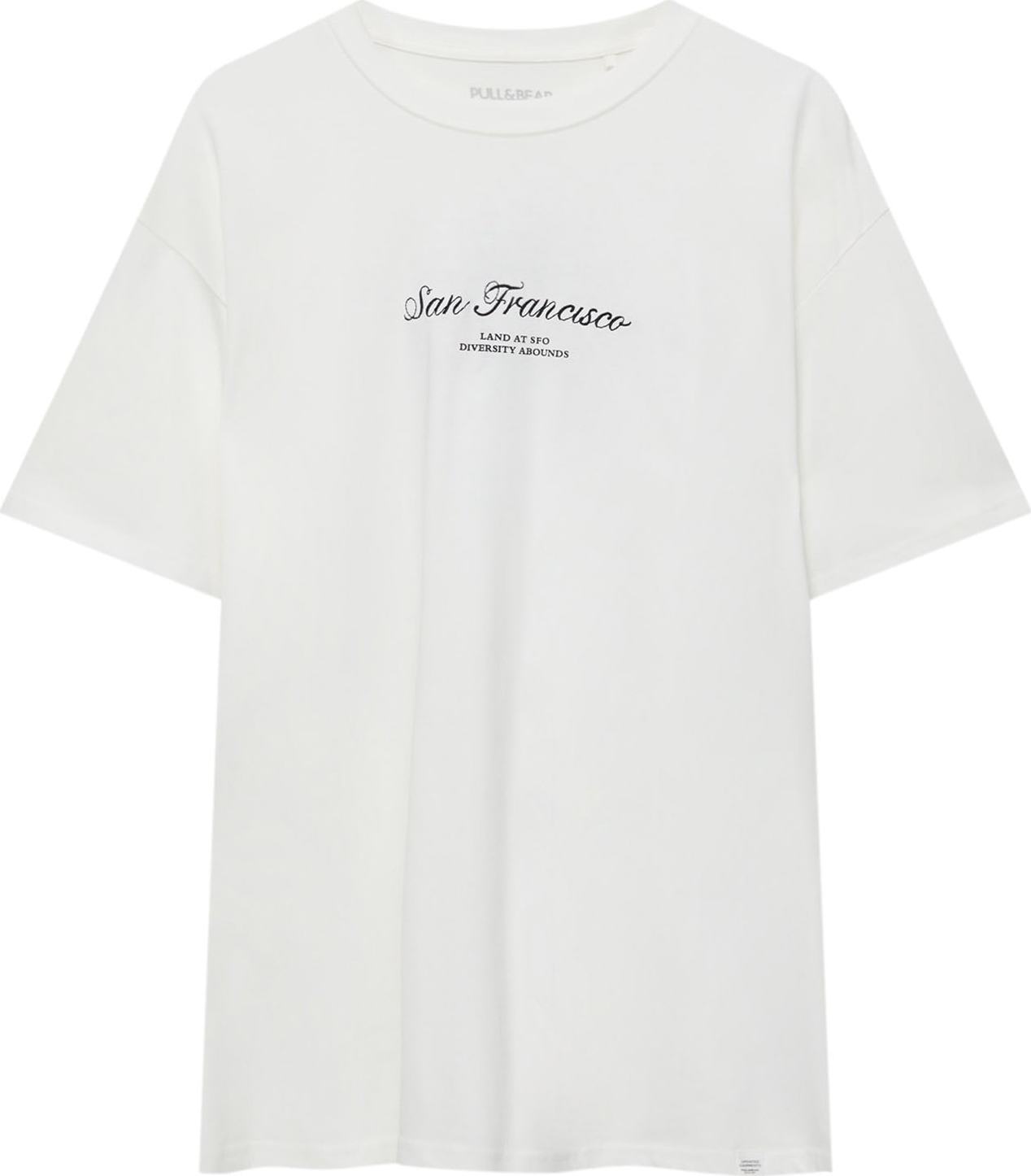 Tričko Pull&Bear černá / bílá