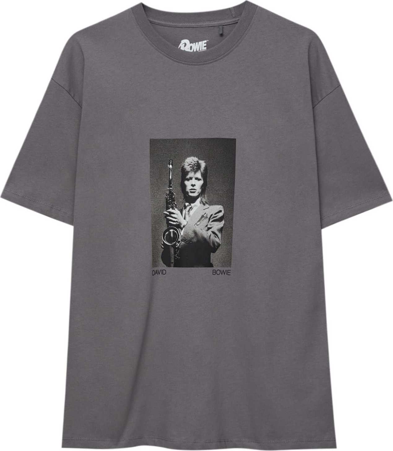 Tričko Pull&Bear světle šedá / tmavě šedá / černá