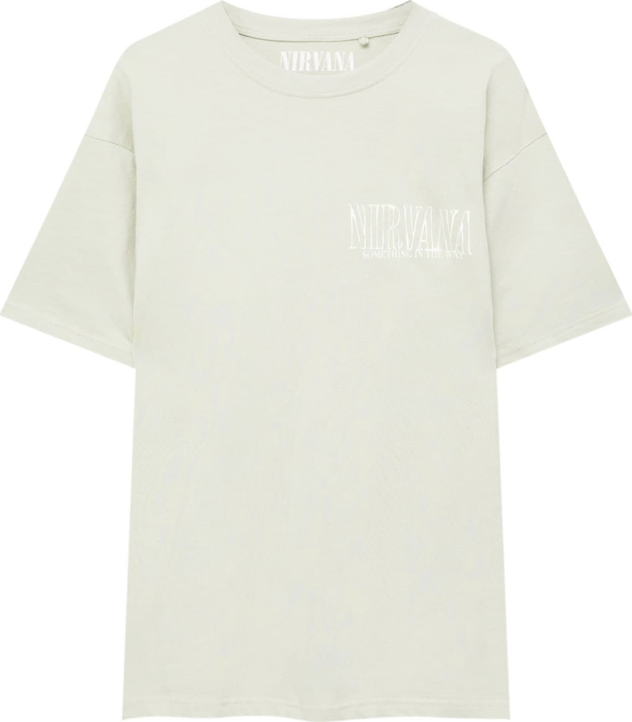 Tričko Pull&Bear pastelově zelená / bílá