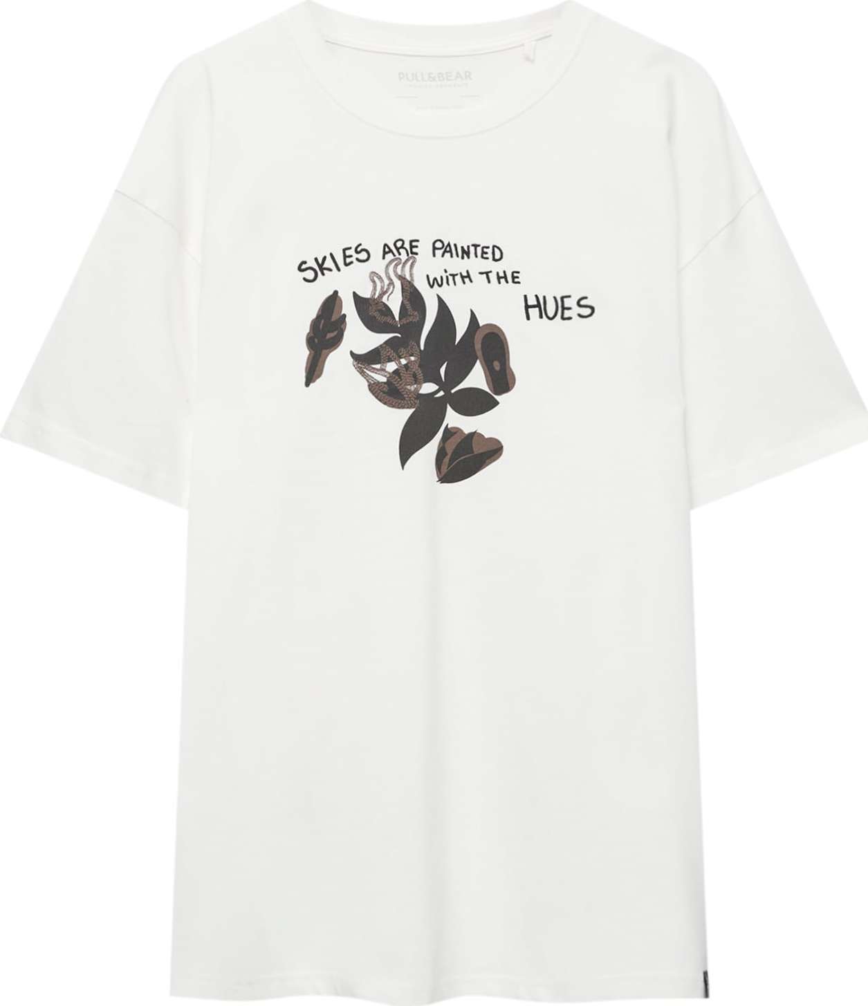 Tričko Pull&Bear hnědá / černá / bílá