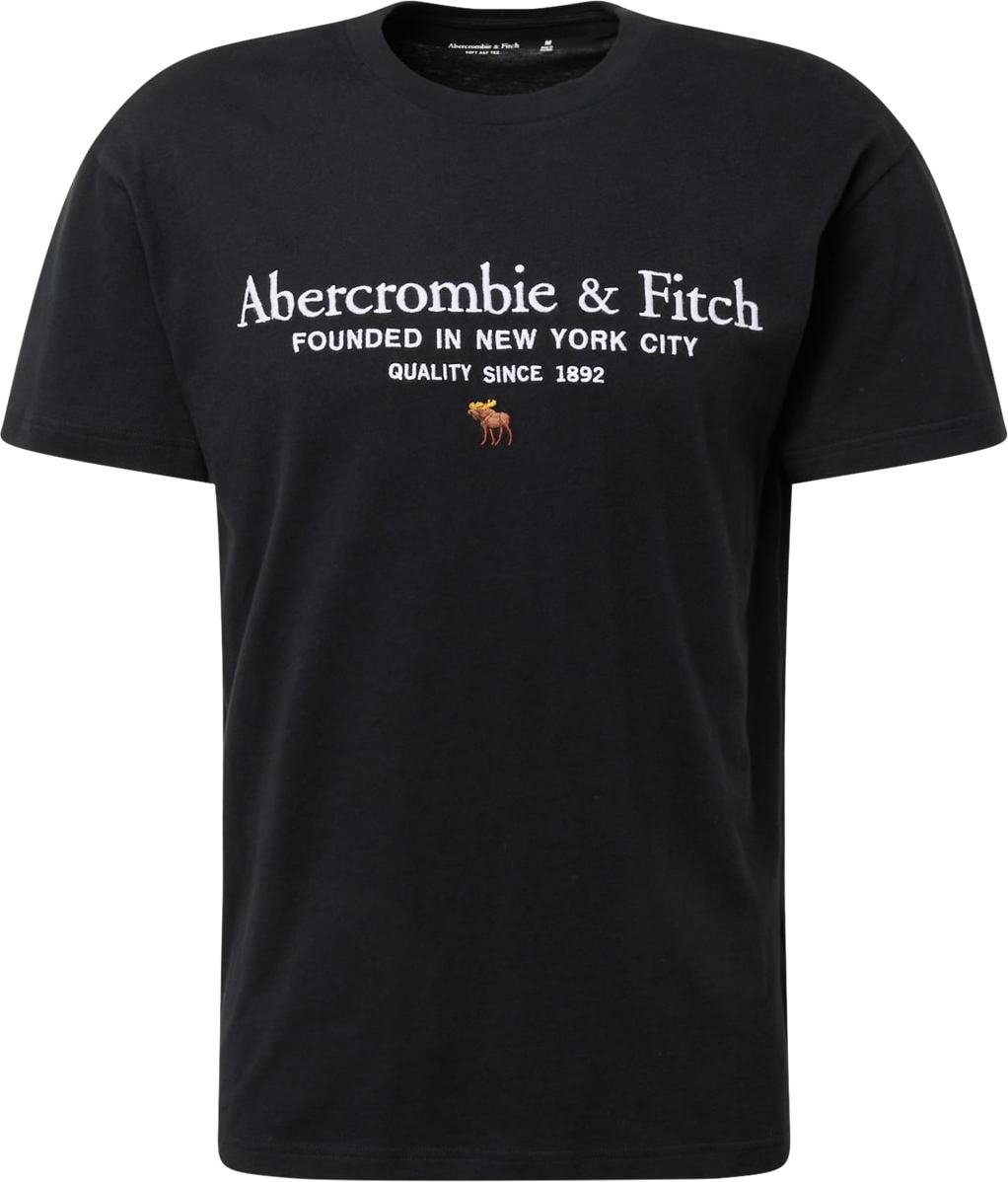 Tričko Abercrombie & Fitch hnědá / černá / bílá