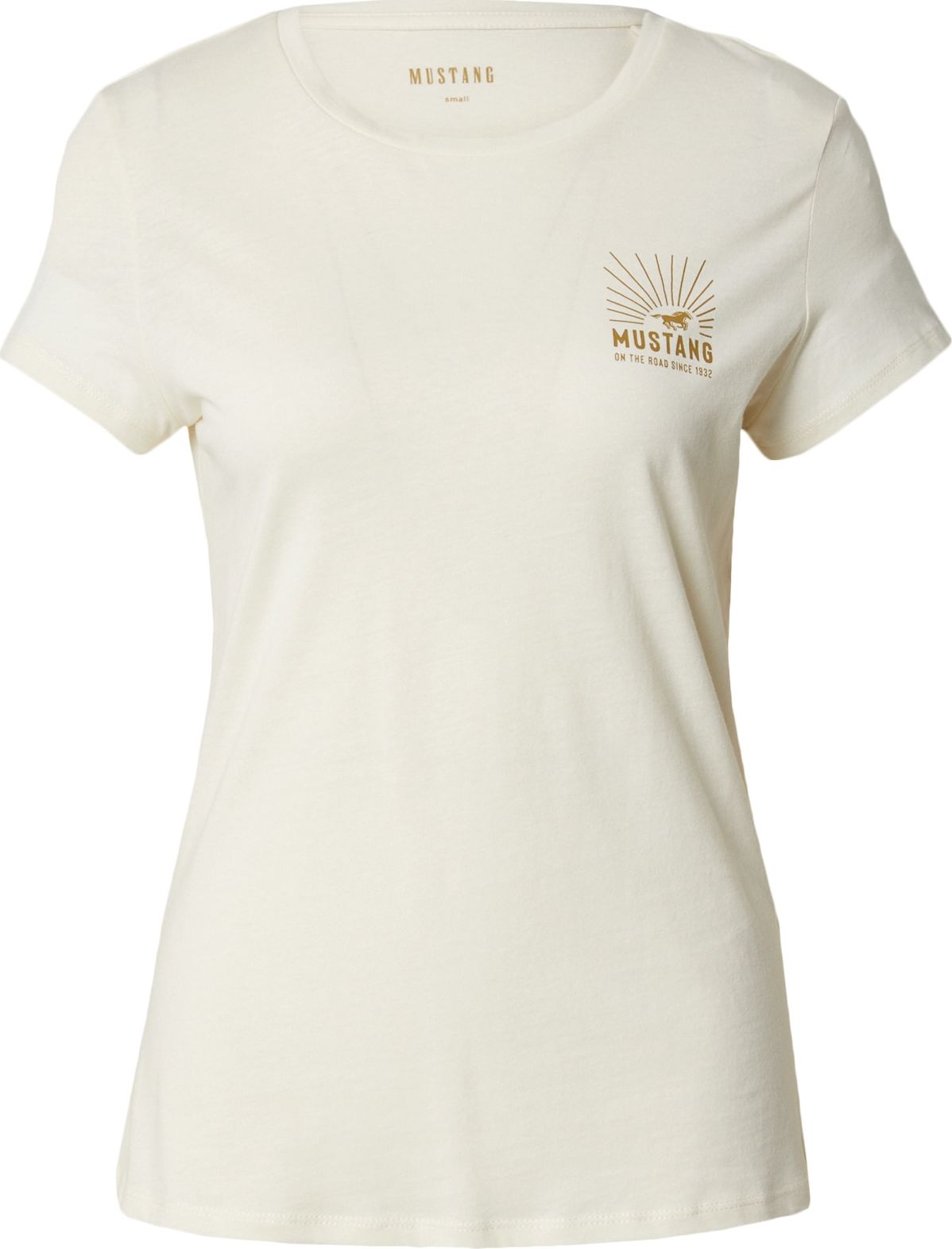Tričko 'ALEXIA' mustang zlatá / bílá