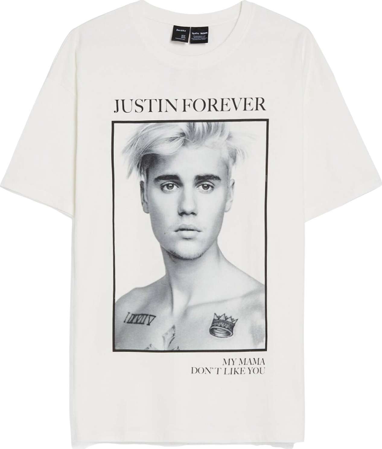 Tričko Bershka černá / bílá