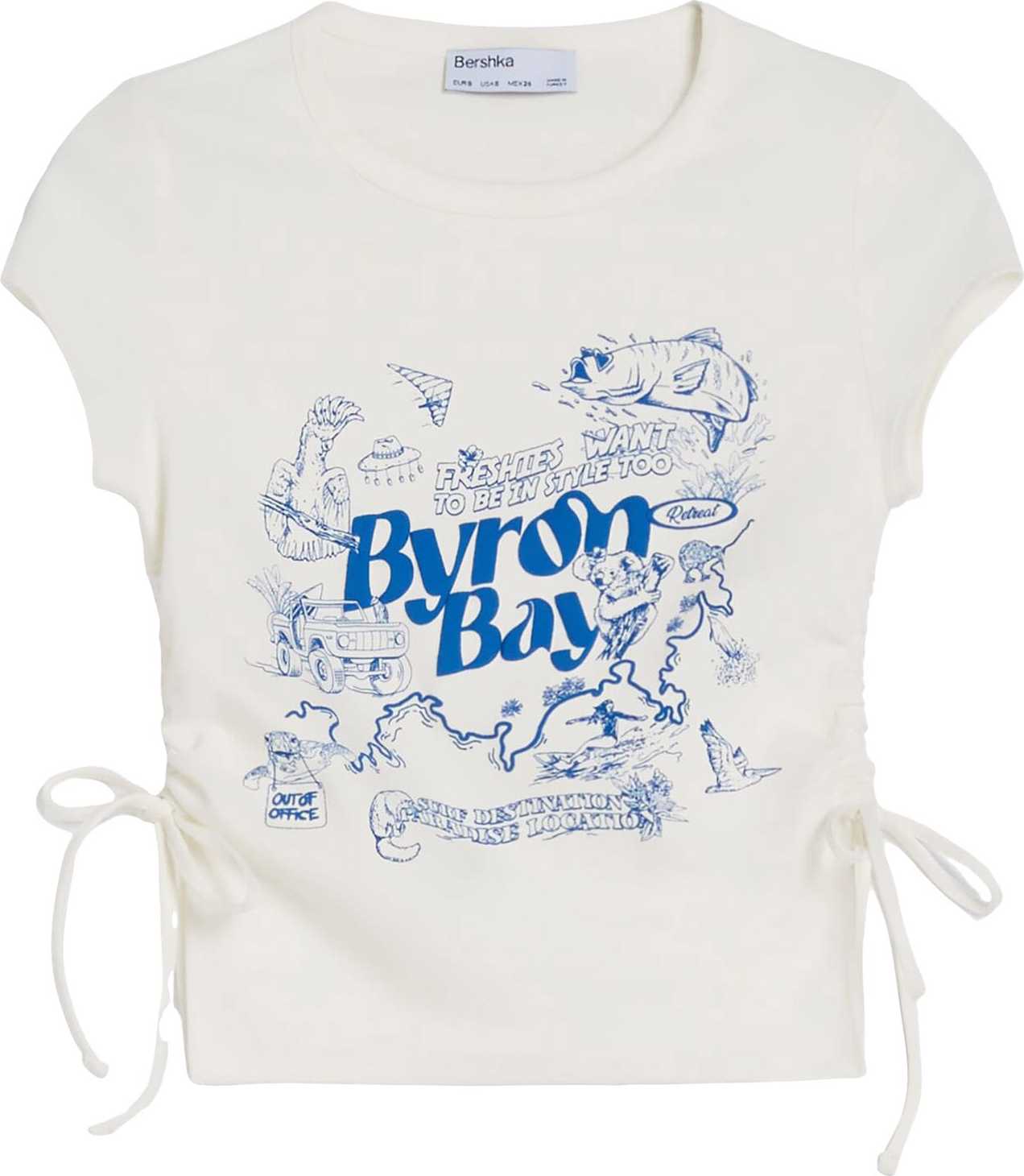 Tričko Bershka režná / tmavě modrá