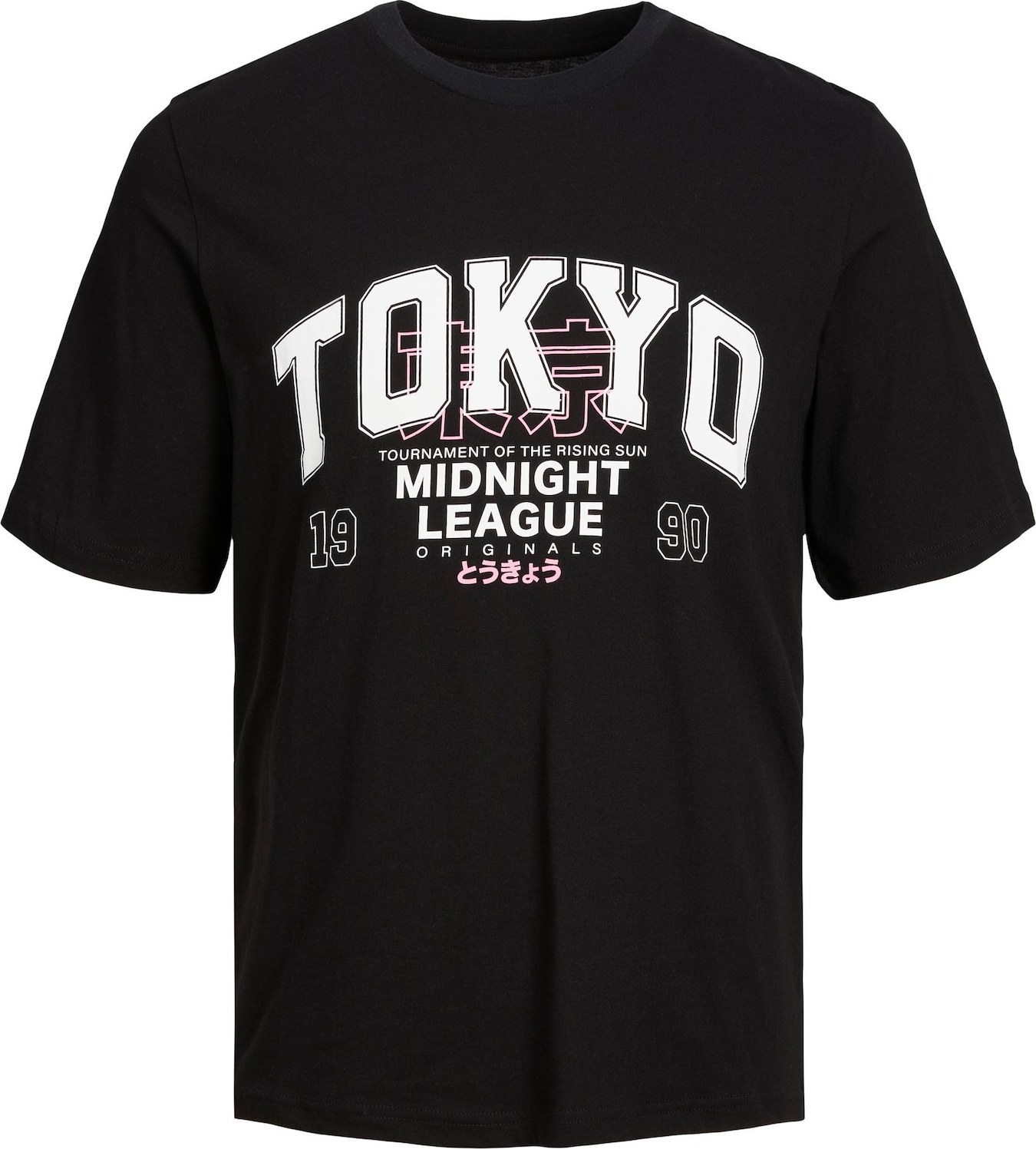 Tričko 'BIG CITY' jack & jones světle růžová / černá / bílá