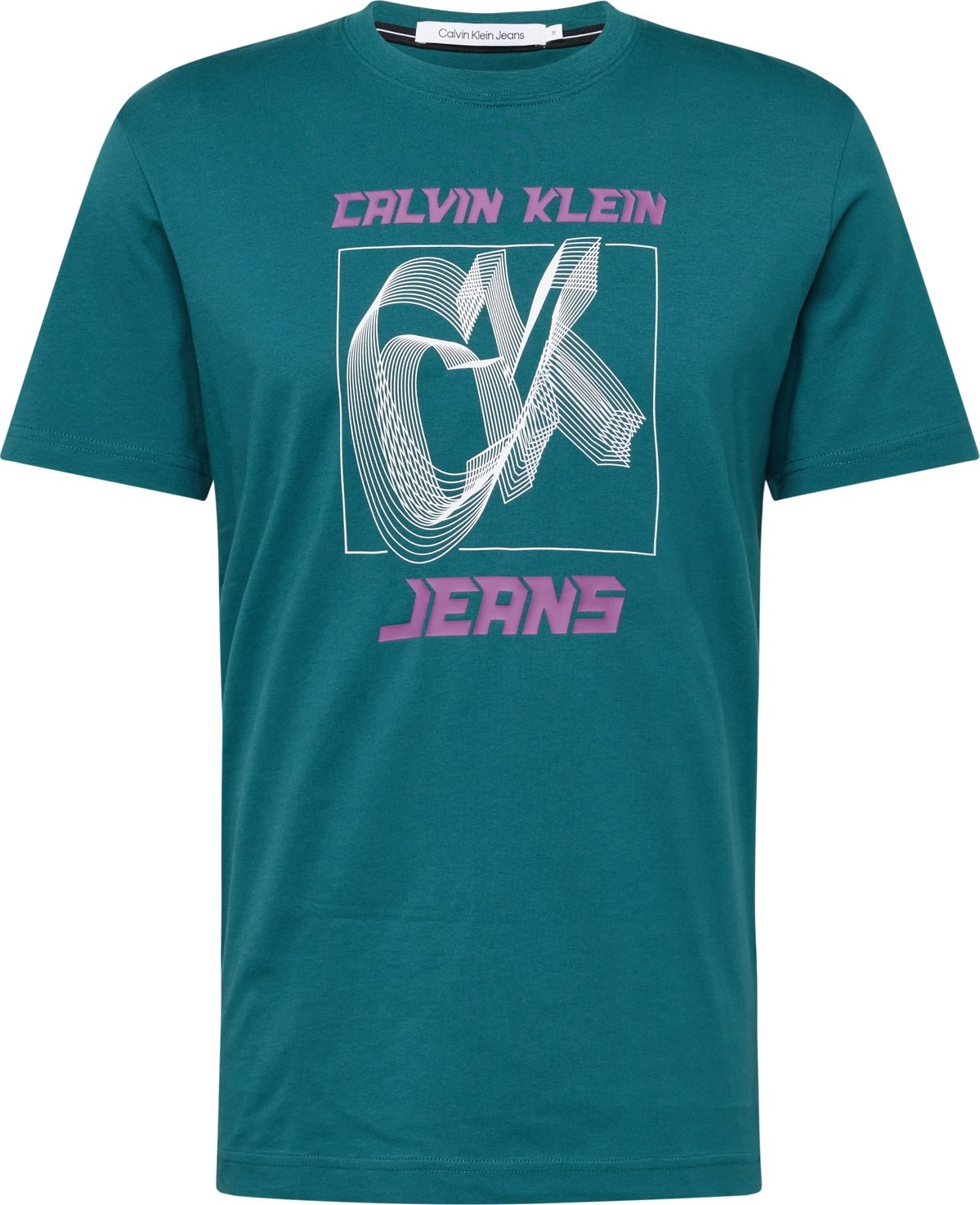 Tričko Calvin Klein Jeans petrolejová / orchidej / bílá