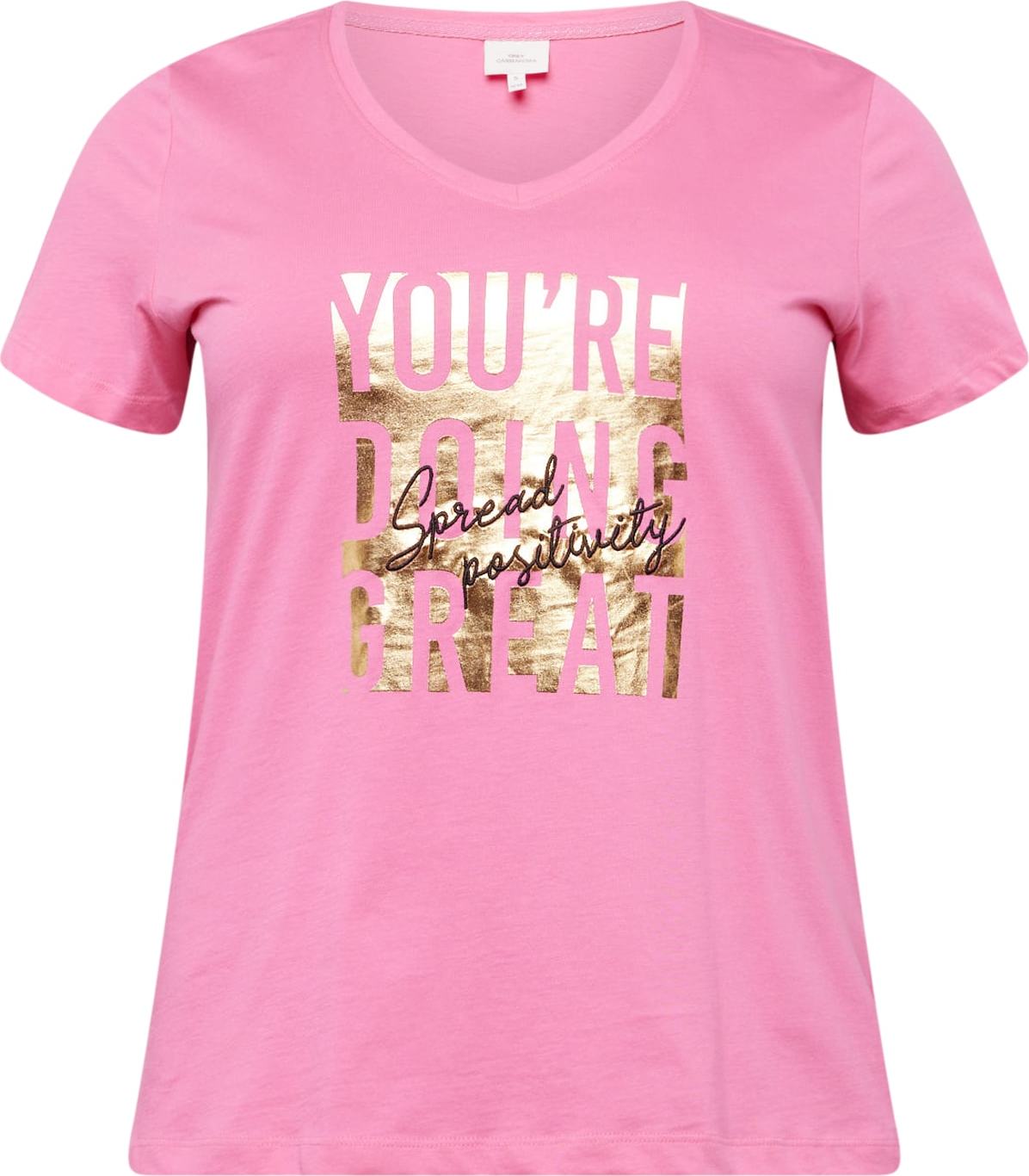 Tričko 'CARLISA' ONLY Carmakoma zlatá / pink / černá