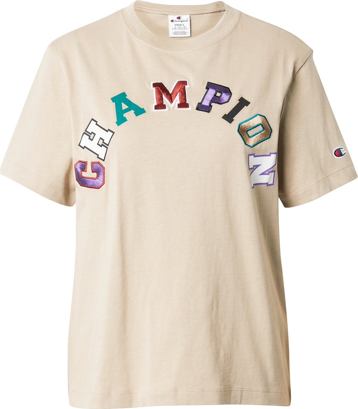 Tričko Champion Authentic Athletic Apparel béžová / zelená / fialová / černá