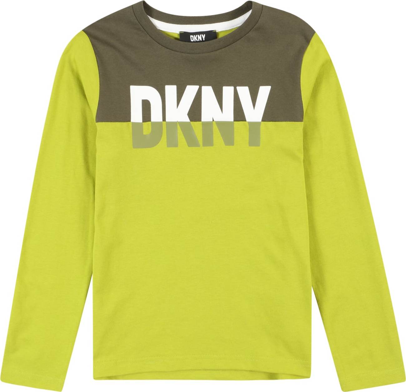 Tričko DKNY hnědá / limone / bílá