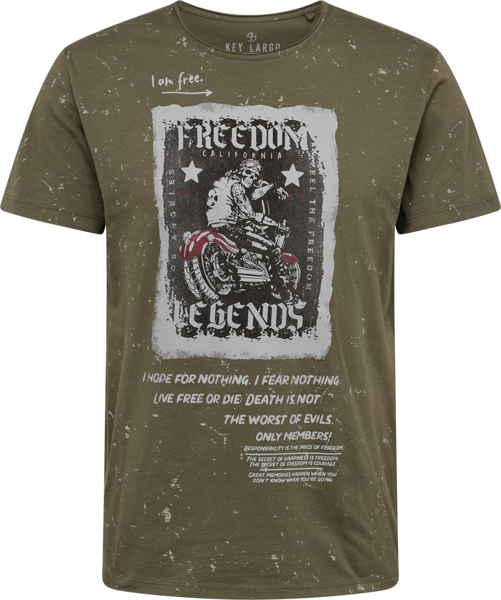 Tričko 'EVIL' Key Largo šedá / khaki / černá