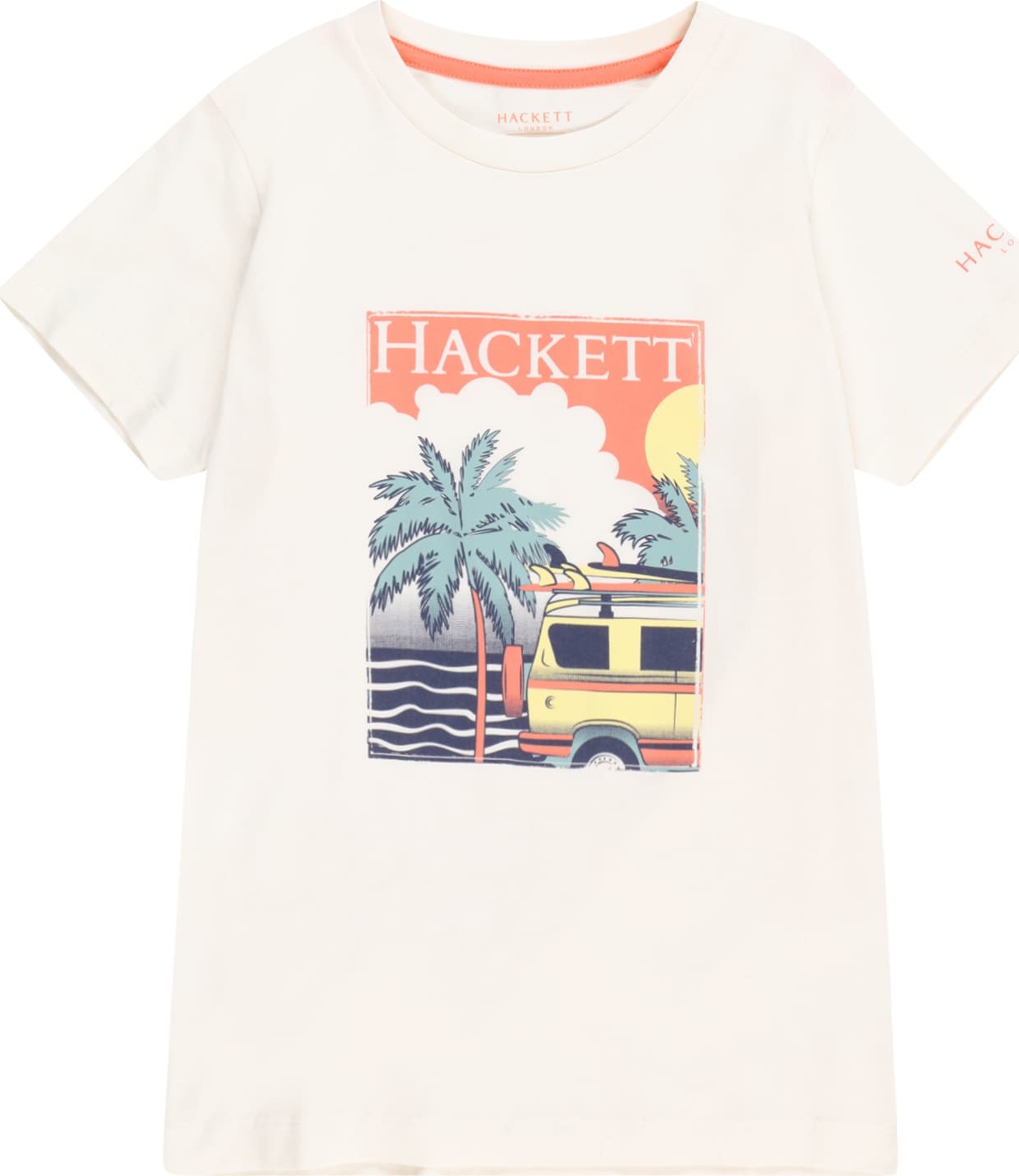 Tričko Hackett London marine modrá / pastelově žlutá / pastelově oranžová / bílá