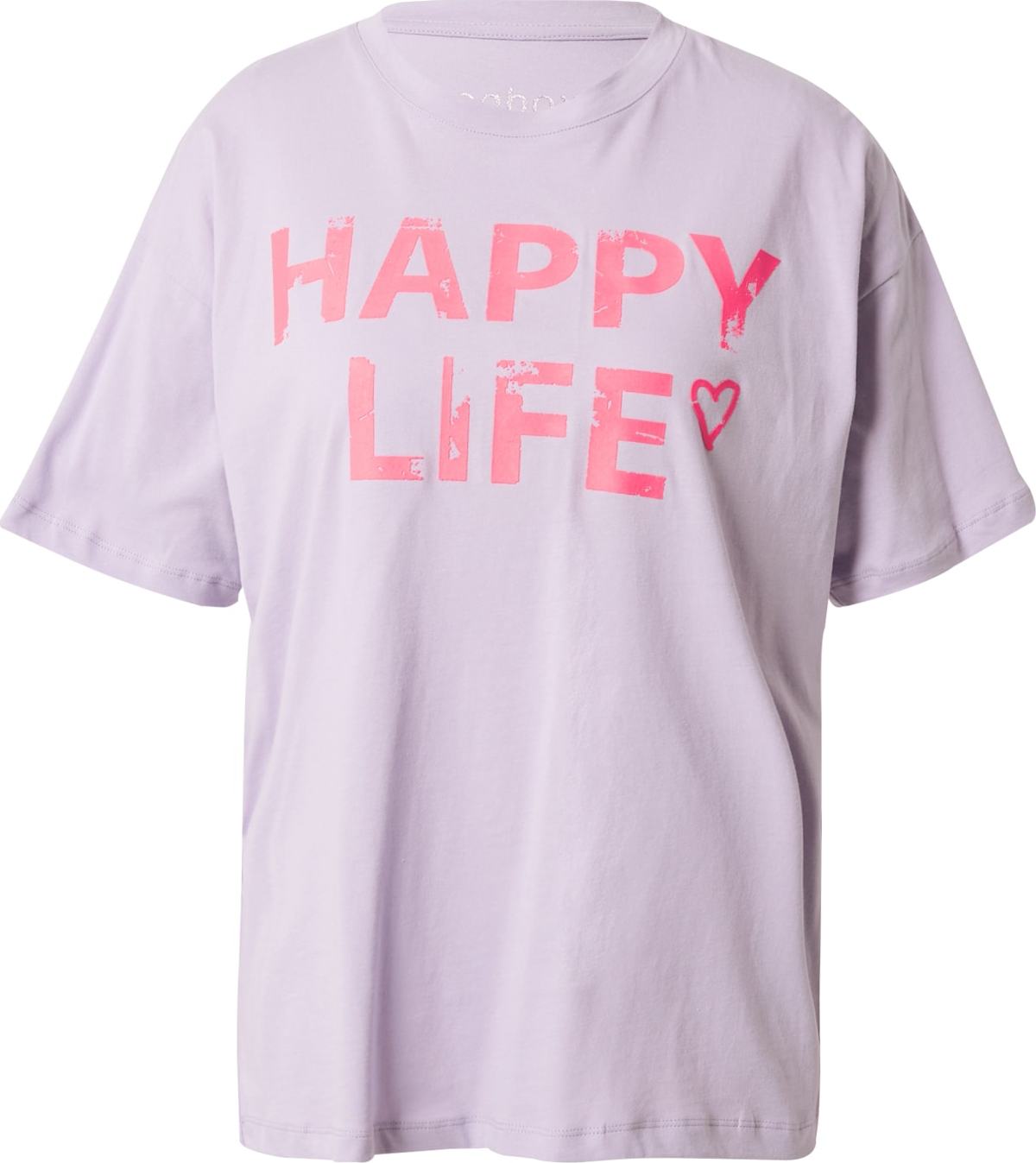 Tričko 'Happy Life' Frogbox šeříková / světle růžová