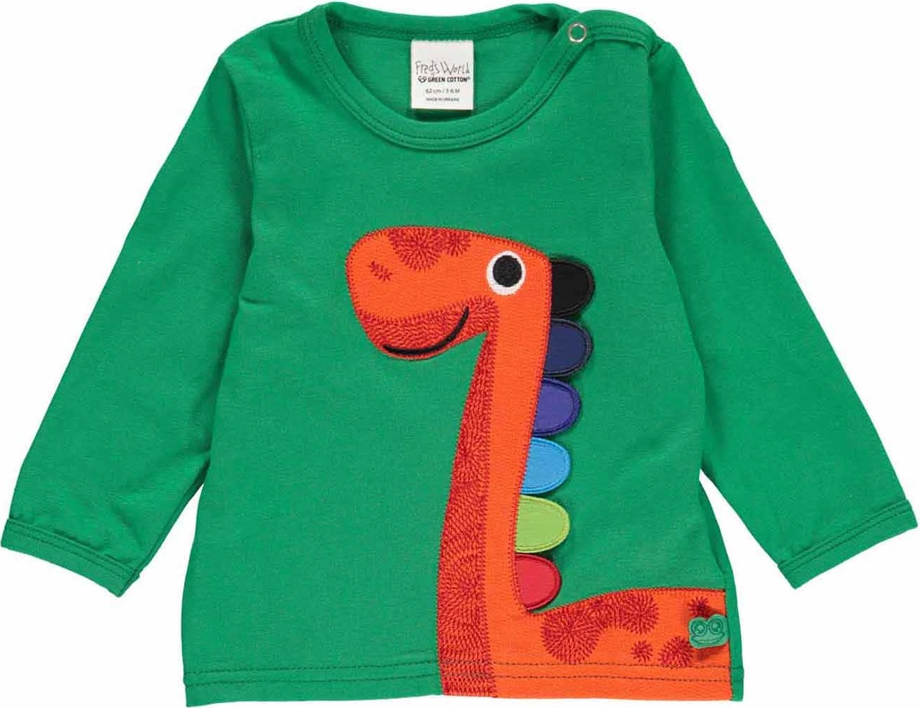 Tričko 'Hello Dino' Fred's World by Green Cotton námořnická modř / zelená / oranžová