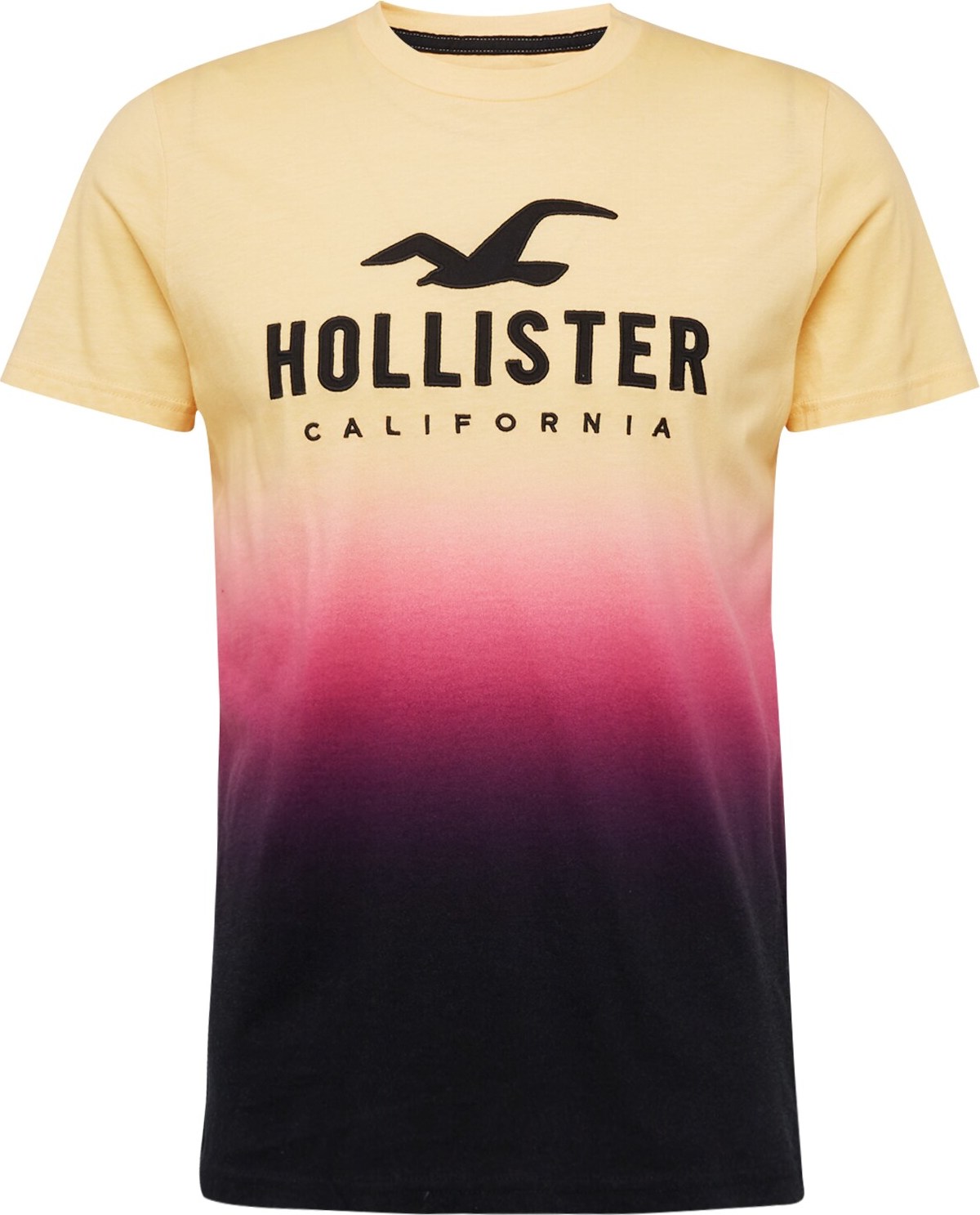 Tričko Hollister krémová / svítivě růžová / černá