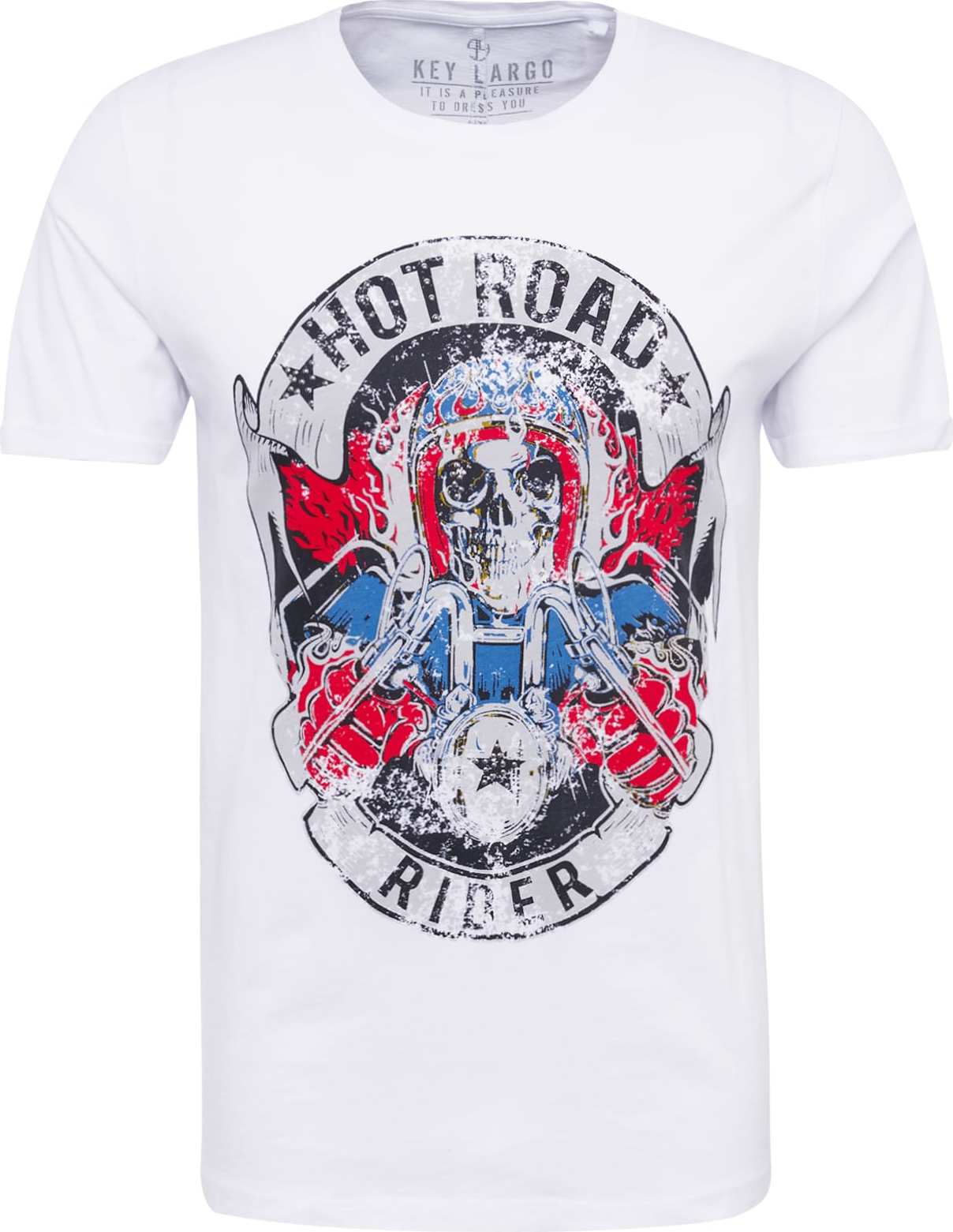 Tričko 'HOT ROAD' Key Largo modrá / červená / černá / bílá