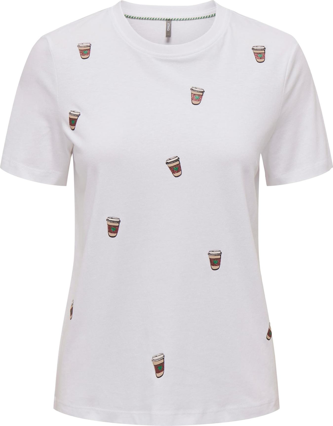 Tričko 'KITA' Only béžová / zelená / červená / bílá