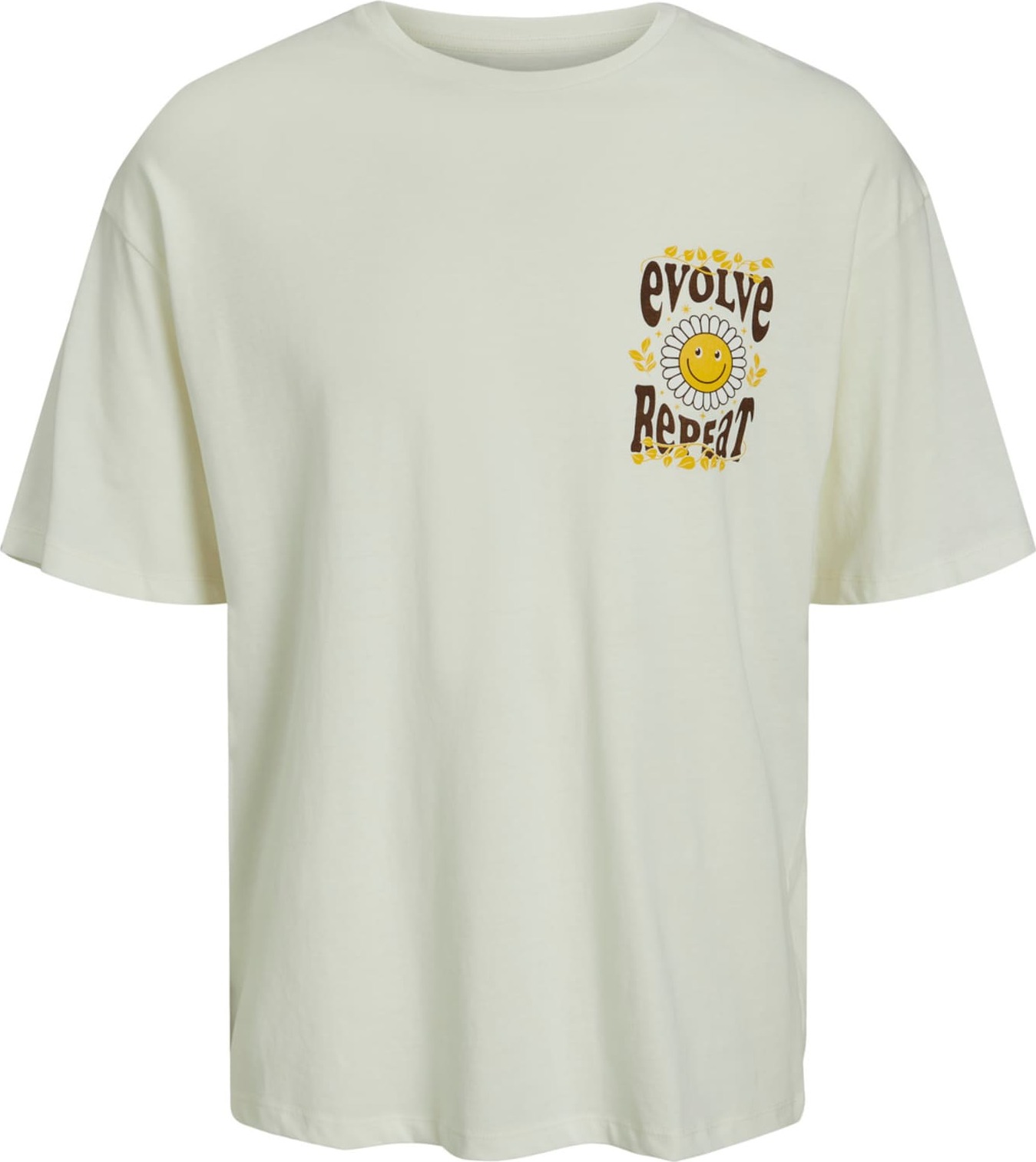 Tričko 'Revolve' jack & jones béžová / tmavě hnědá / šafrán