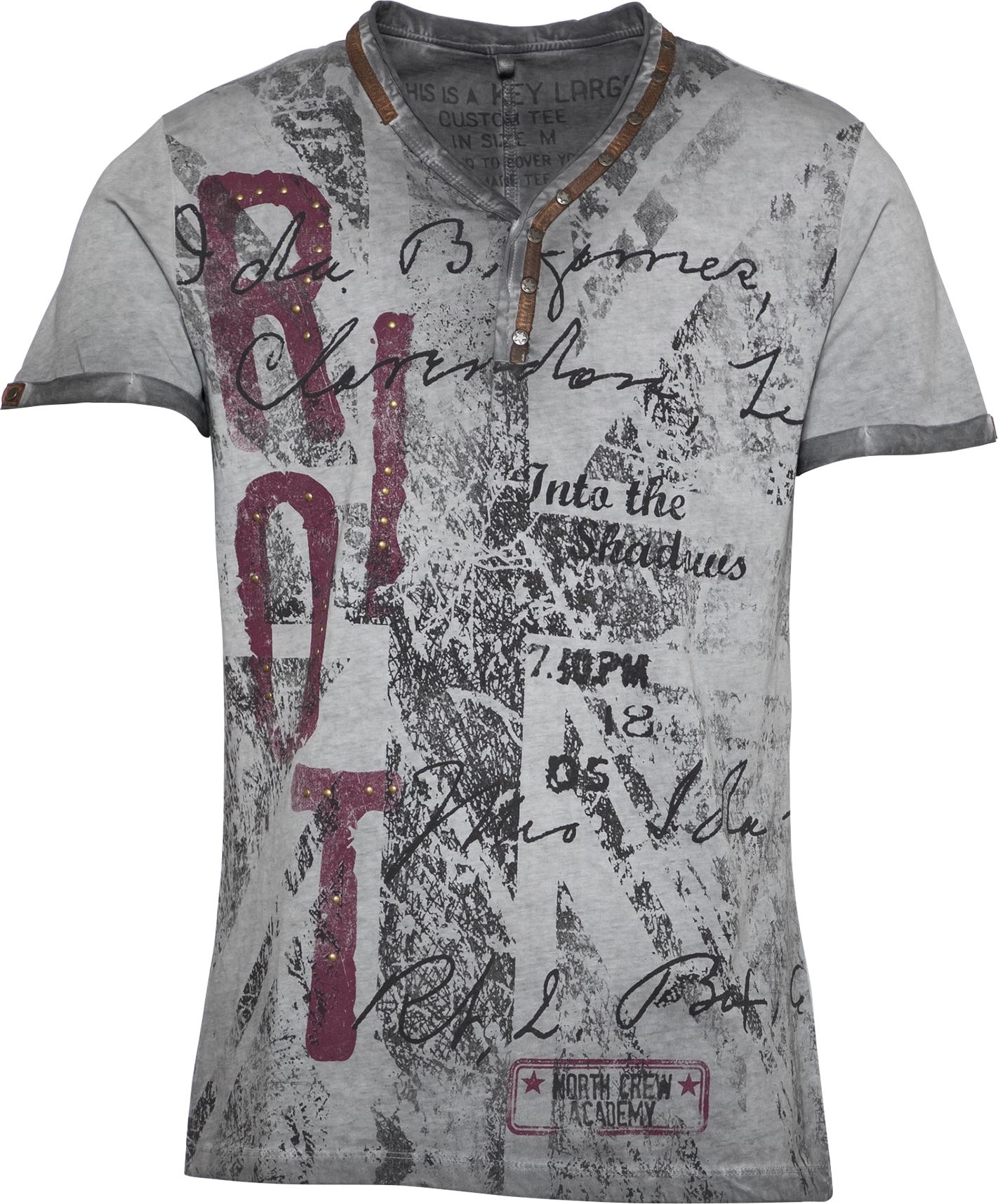 Tričko 'Riot' Key Largo šedá / tmavě šedá / tmavě červená