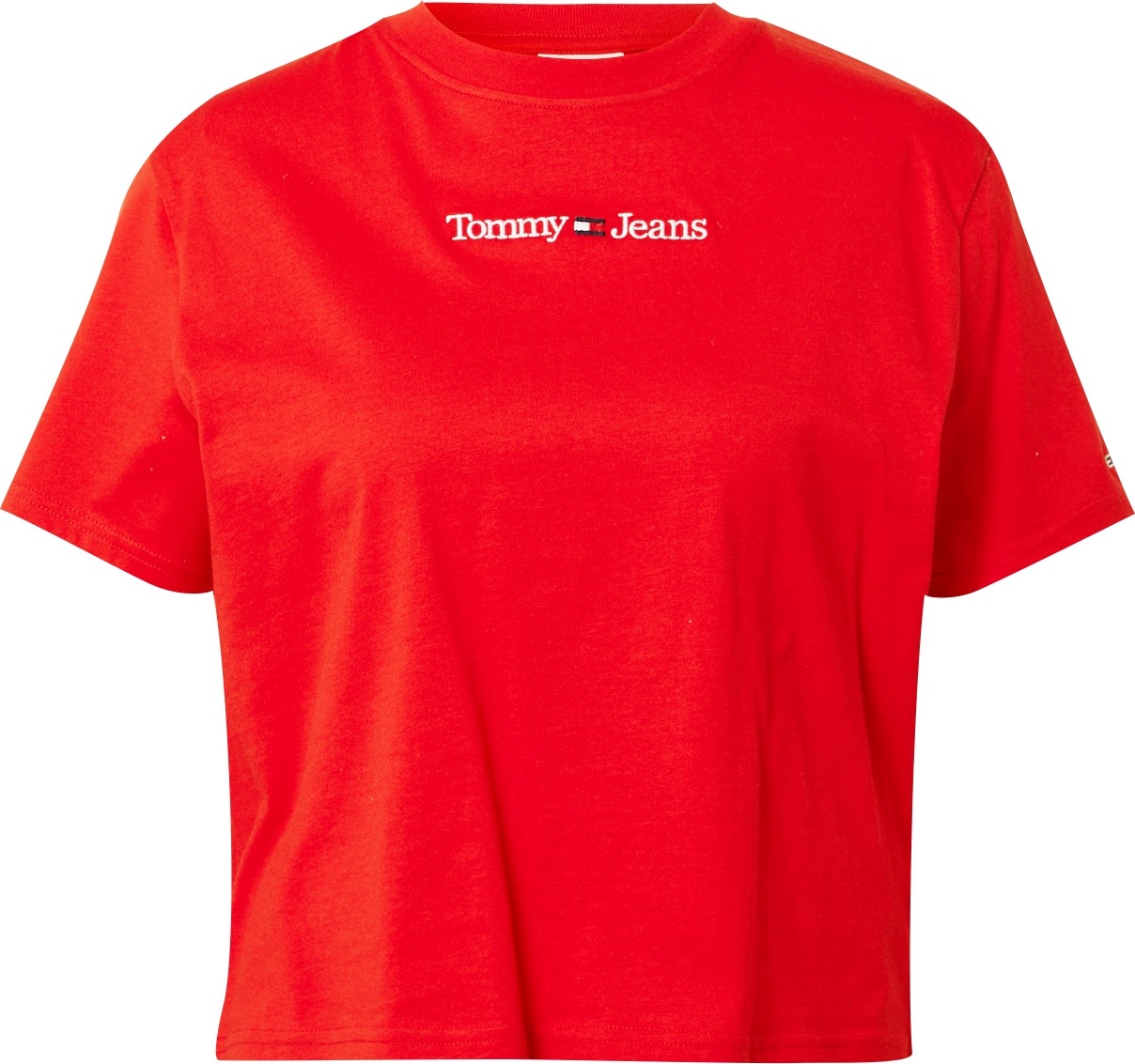 Tričko 'Serif Linear' Tommy Jeans červená / bílá