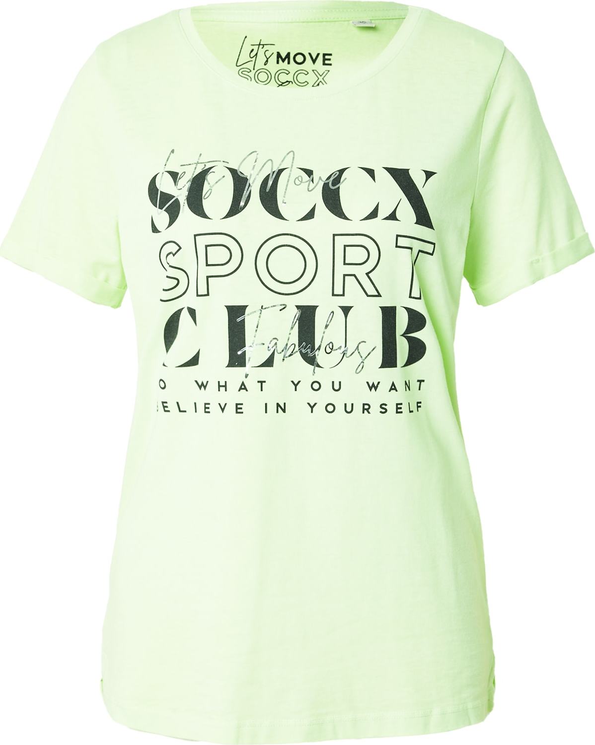 Tričko Soccx světle zelená / černá / bílá