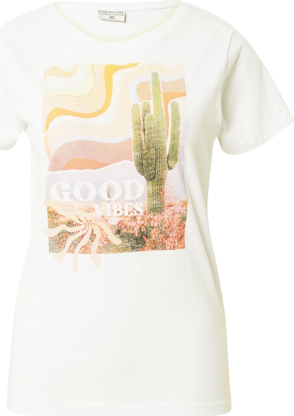 Tričko Stitch and Soul žlutá / světle zelená / lososová / bílá